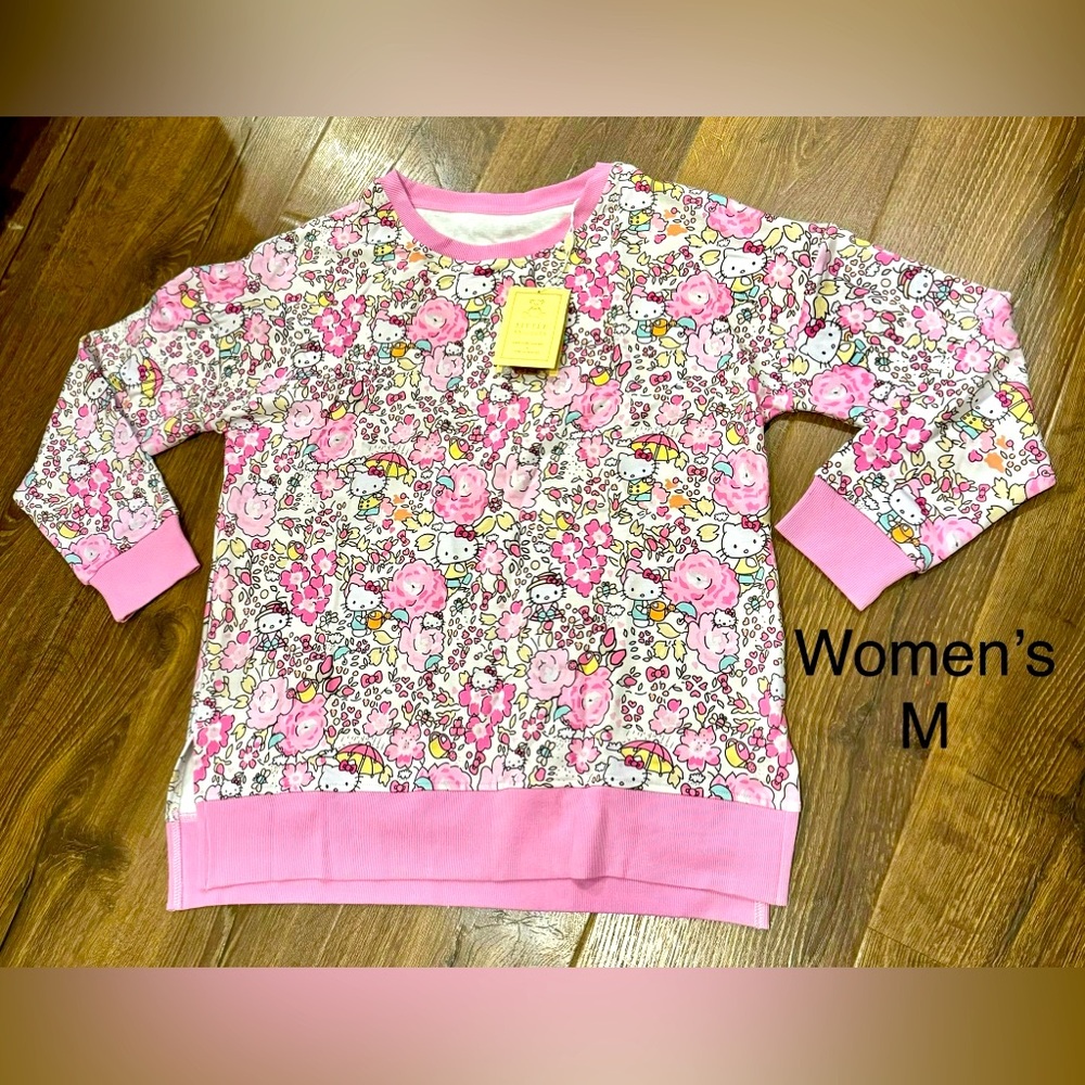 NWT Women’s Hello Kitty Bamboo Sweatshirt Pullover Sweater Size Medium
